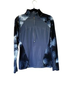 Athleta Women's M Gray Blue Printed Half ZipPulloverAthleticRunningTopThumbholes